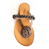 Šľapky semišové s ružou